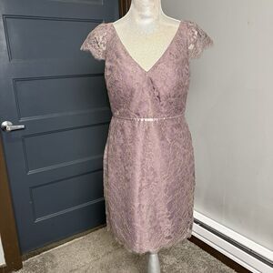 Jenny Yoo Bridgette Garden Lace Dress Plum Purple Size 10 Gold Threading V Neck